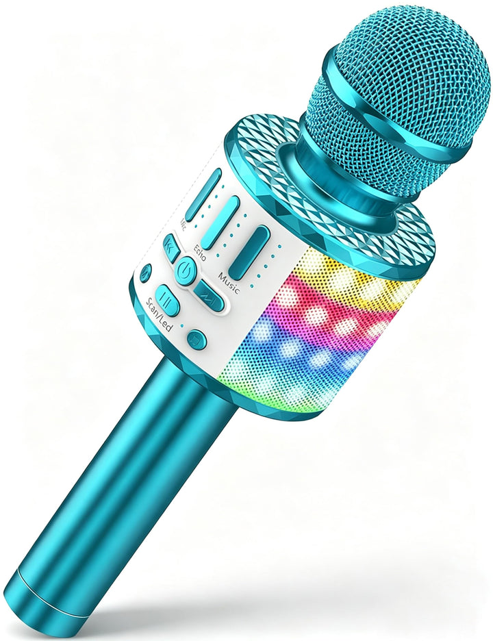 Karaoke Mikrofon, Drahtloses Bluetooth Mikrofon Kinder mit LED, Tragbares Karaoke Maschine zum Singe