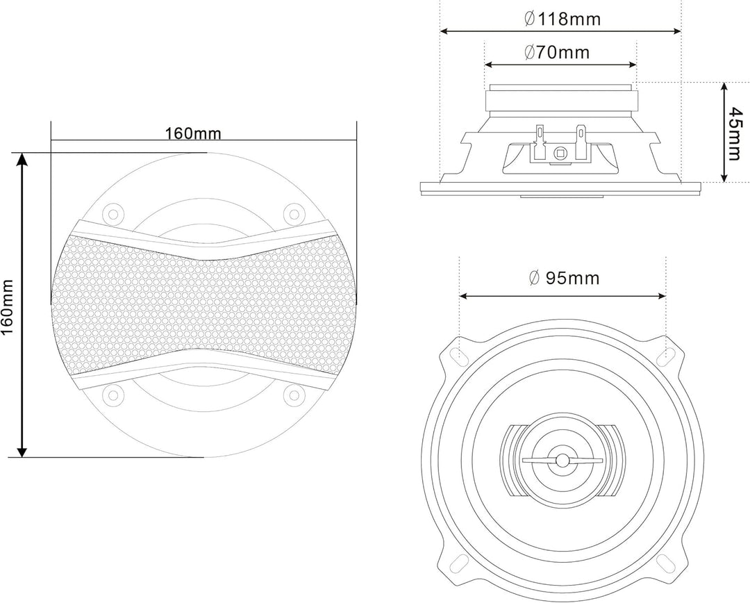 Caliber Auto Lautsprecher Set 100W - 2er Set Lautsprecher Auto - Koaxial Lautsprecher 2-Wege - Inklu