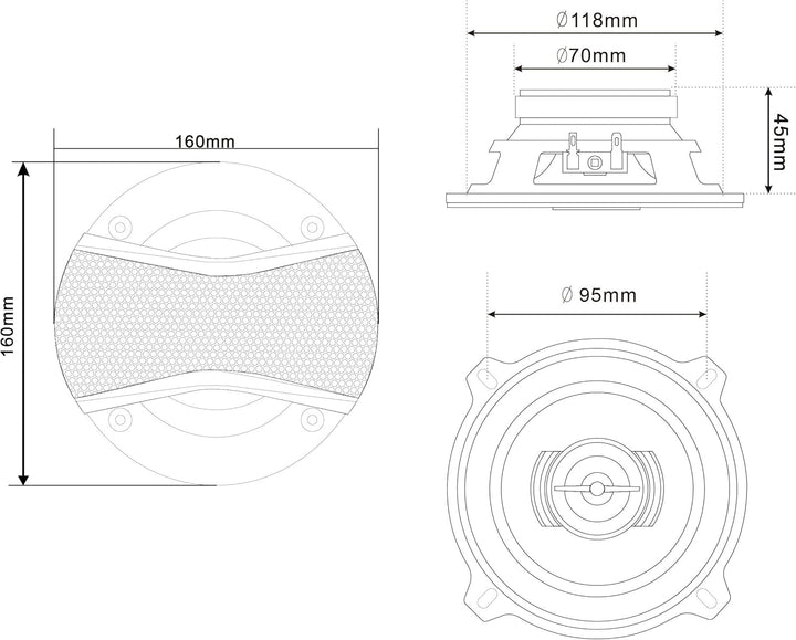 Caliber Auto Lautsprecher Set 100W - 2er Set Lautsprecher Auto - Koaxial Lautsprecher 2-Wege - Inklu
