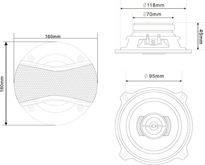 Caliber Auto Lautsprecher Set 100W - 2er Set Lautsprecher Auto - Koaxial Lautsprecher 2-Wege - Inklu