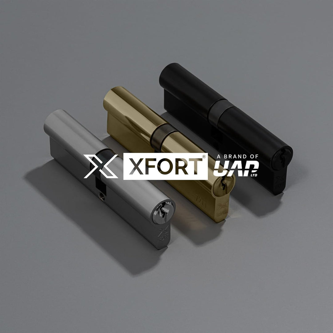 XFORT Chrom 30/30 Euro-Zylinderschloss (60mm), Euro-Türschloss mit 3 Schlüsseln, Anti-Bump, Anti-Dri