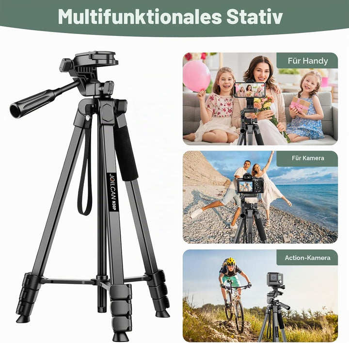 JOILCAN Kamera Stativ, 210.8cm leichtes Handy Stativ für Smartphone & Selfie Stick mit 360°Kugelkopf