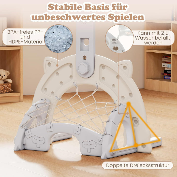 DREAMADE Basketballkorb Kinder, Basketballständer höhenverstellbar mit Fussballtor & Golfspiel, Mini