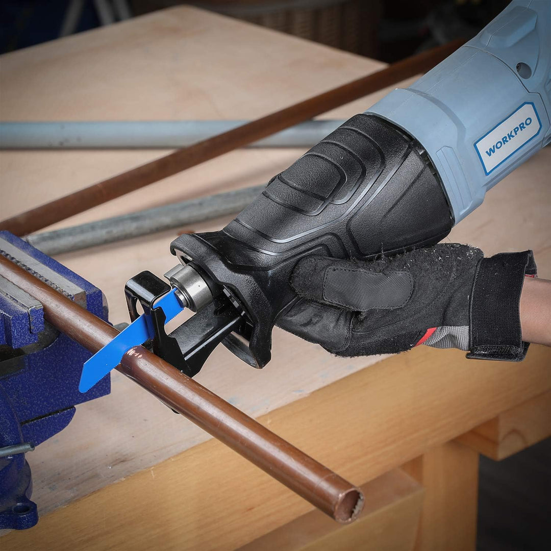 WORKPRO Säbelsäge Universalsäge Reciprosäge 2800RPM 710W Hublänge 20mm mit 4 Sägeblätter für Holz un