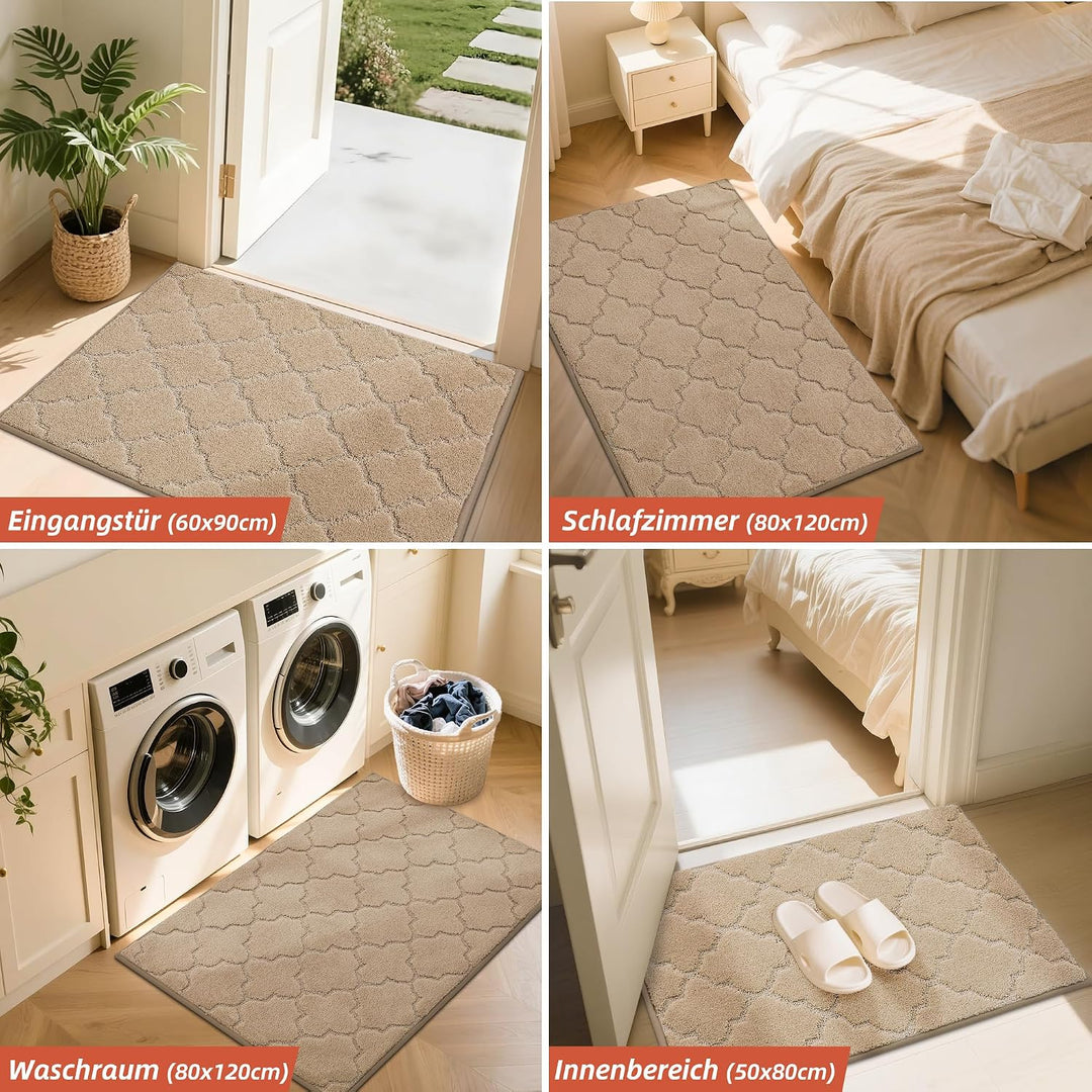 COSY HOMEER Fussmatte Innen 50 x 80 cm, Schmutzfangmatte Waschbar 1,5 cm Dicke, Eingangsteppich Saub