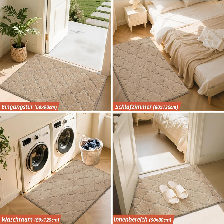 COSY HOMEER Fussmatte Innen 50 x 80 cm, Schmutzfangmatte Waschbar 1,5 cm Dicke, Eingangsteppich Saub
