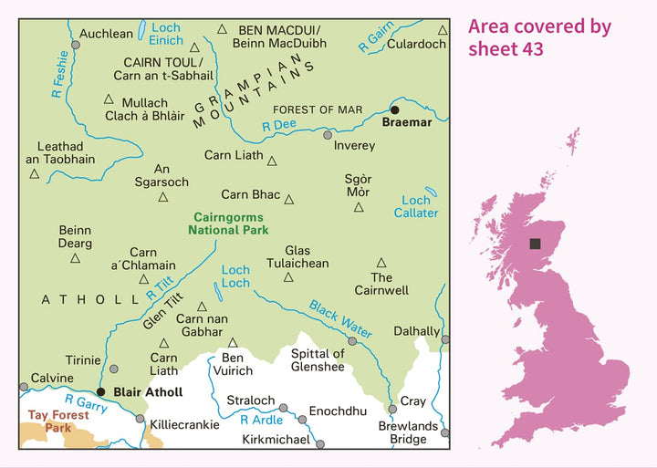 Braemar & Blair Atholl (OS Landranger Map, Band 43), Karte