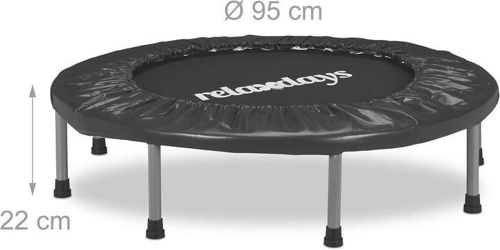 Relaxdays Indoor Trampolin, Ø 95 cm, faltbares Minitrampolin bis 100 kg, Sport & Gymnastik, Fitnesst