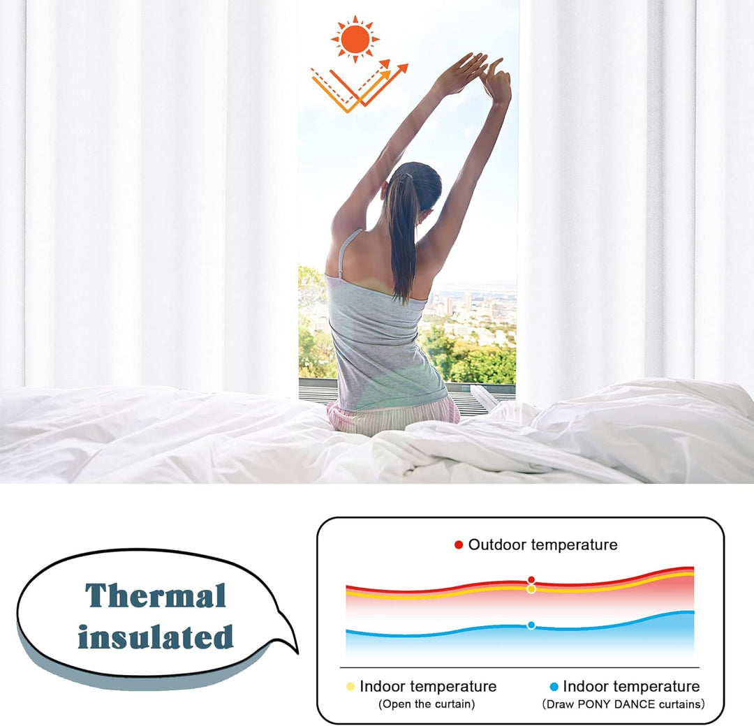 PONY DANCE Vorhang Weiss Blickdicht Ösenschal 2er Set H 245 x B 140 cm Lichtundurchlässige Gardinen