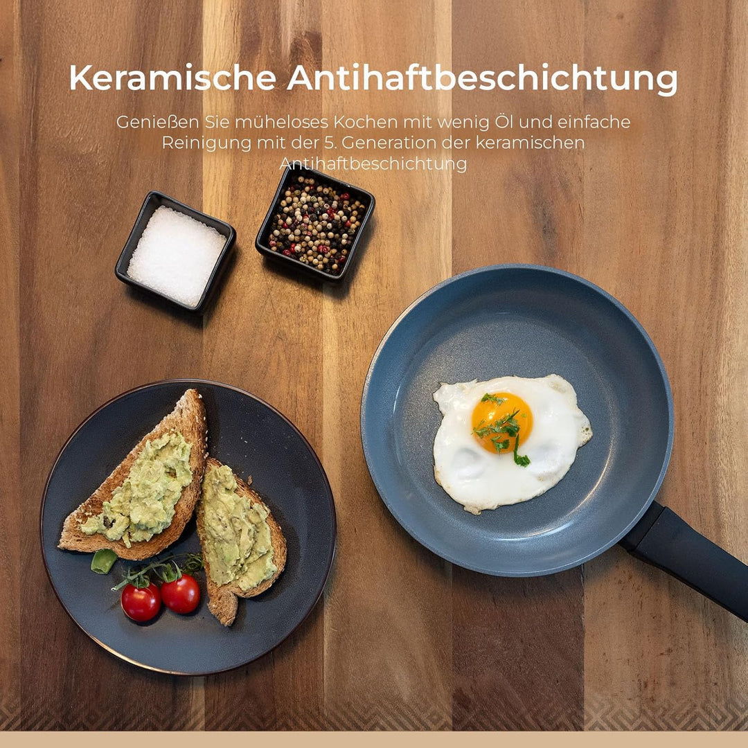 Be Living Delight Pfannenset 3-teilig, Bratpfanne 20/24/28 cm, Non Stick Keramik Antihaft, Induktion