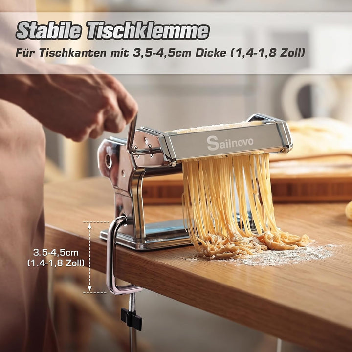 Sailnovo Nudelmaschine Pasta Maker 180 Aluminiumlegierung mit 9 Einstellbaren Stärkeeinstellungen un