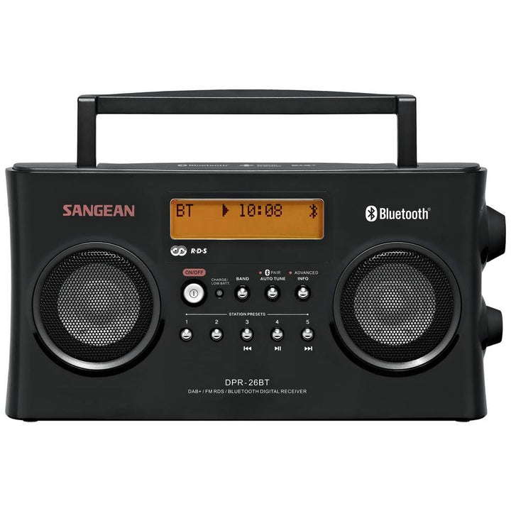 Sangean DPR-26BT DAB+ Radio - Tragbare Bluetooth Lautsprecher - UKW und AUX-in - schwarz