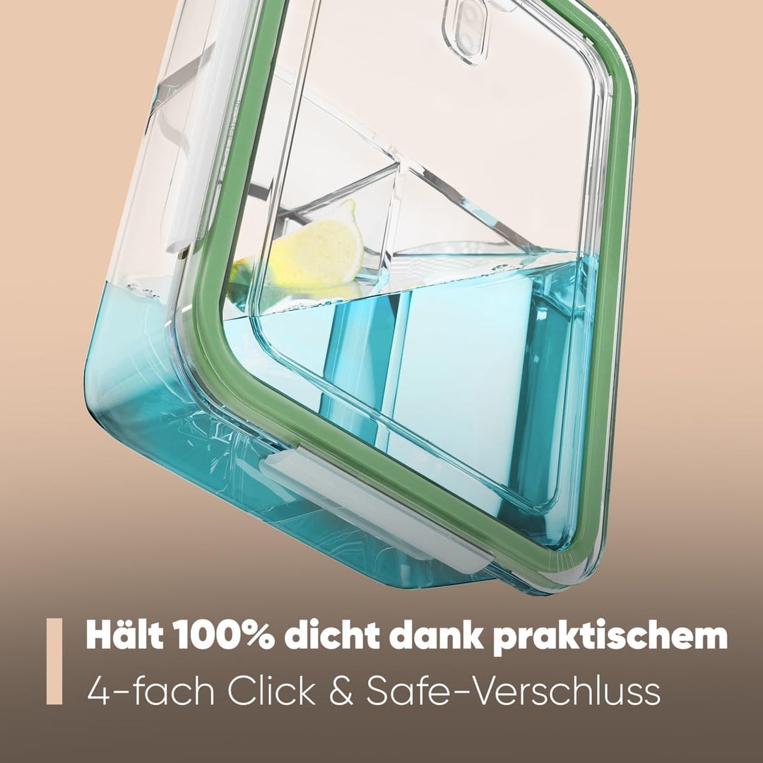 Meal Prep Boxen Glas mit Fächern | 3er Set | Glasbehälter mit Deckel | geeignet für Spülmaschine, Mi