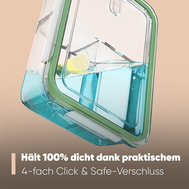 Meal Prep Boxen Glas mit Fächern | 3er Set | Glasbehälter mit Deckel | geeignet für Spülmaschine, Mi