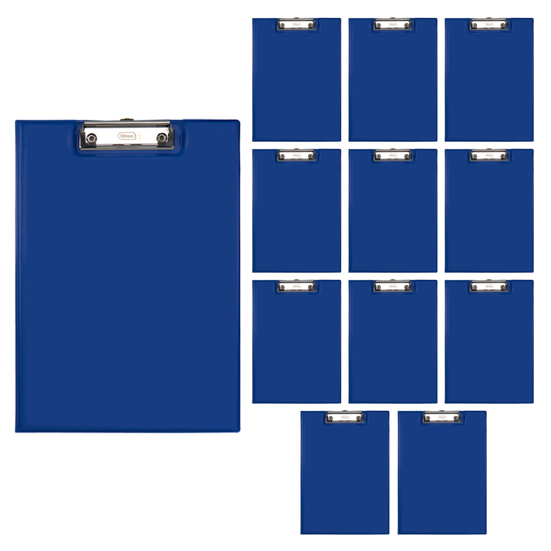Idena 90295 - Klemmbrettmappe für DIN A4, 12 Stück, Hochformat, PVC beschichtetes Clipboard in Blau,