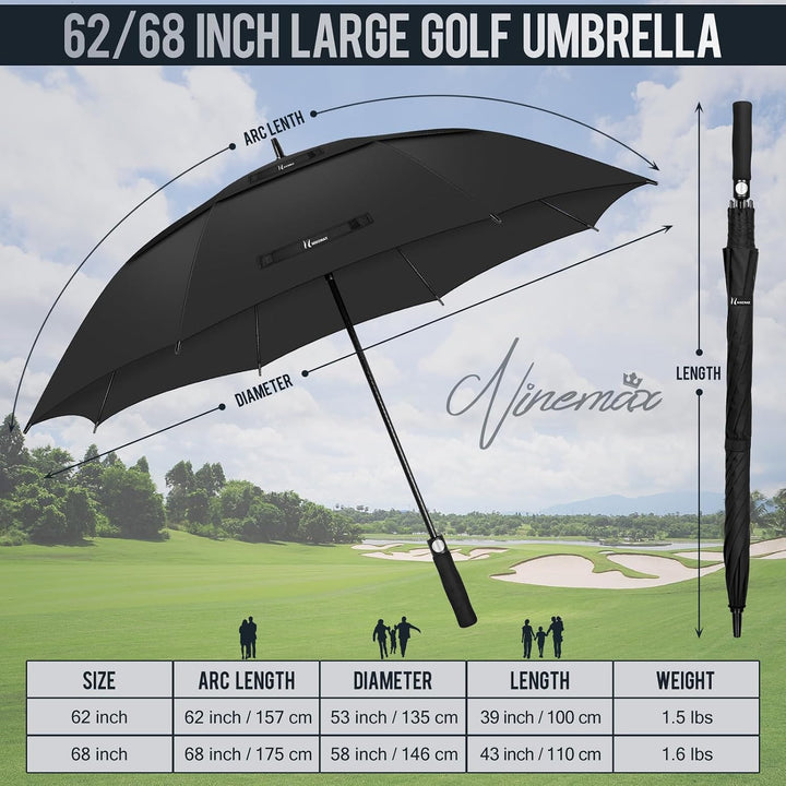 NINEMAX Golf Regenschirm Gross Sturmfest XL/XXL, Grosser Regenschirm Sturmfest Stabil, Golfschirm Gr