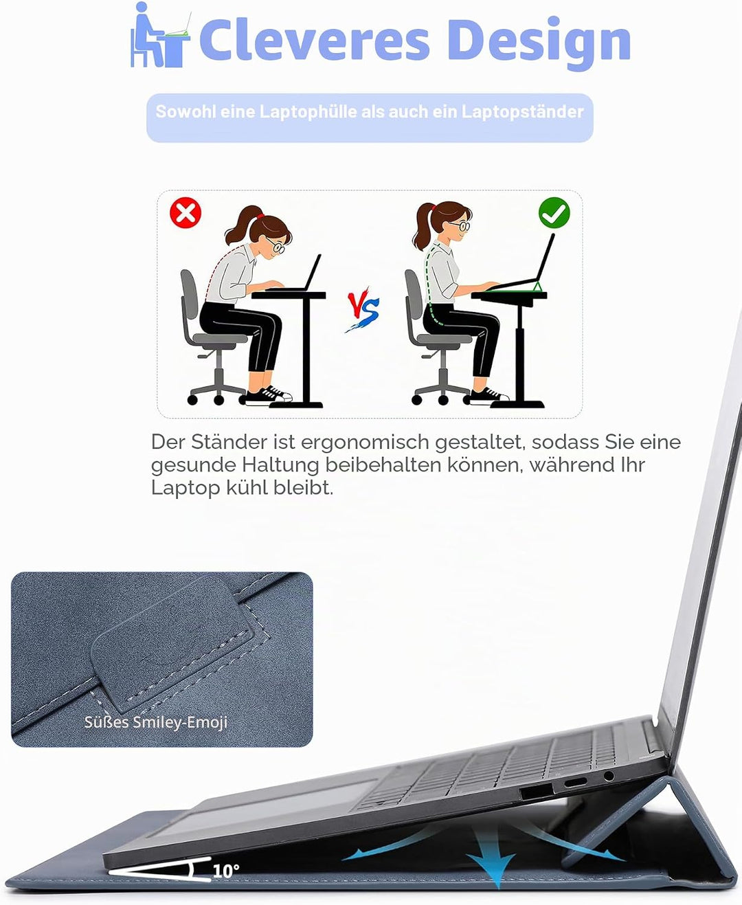 HYZUO 13 Zoll Laptop Hülle mit Standfunktion für 2026-2018 MacBook Air 13 M5 M4 M3 M2 M1, 2026 13" M
