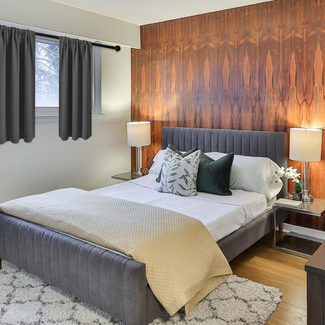 MRTREES Gardinen Kurz Verdunklungsvorhänge Vorhang Blickdicht Küchengardinen 2er Set Scheibengardine