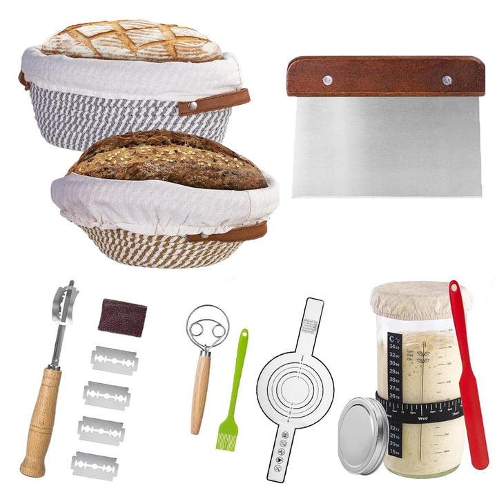 Gärkörbchen Starterset,Sauerteig Starter Set,Gärkorb Brot set,Brotgärkörbchen,Brotbacken Startver se