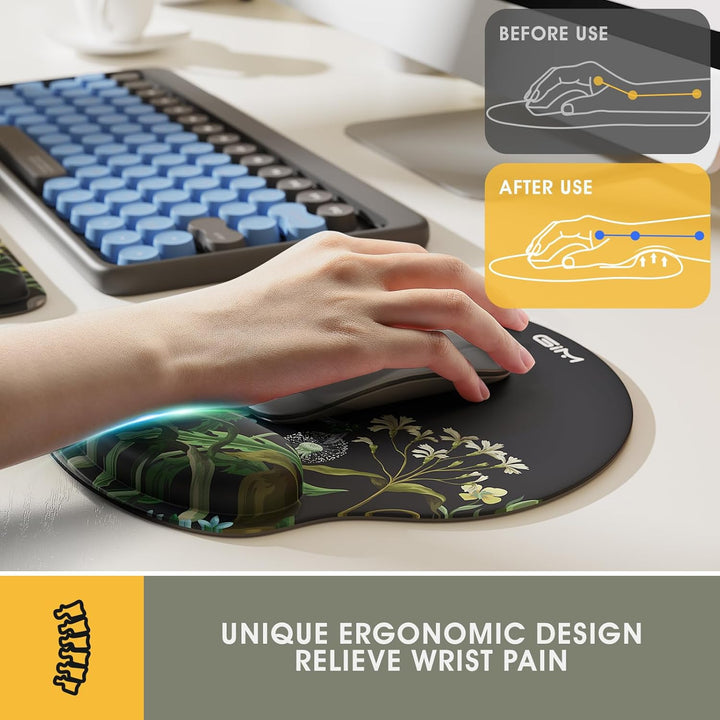 GIM Mauspad Gelkissen Mousepad mit Handauflage GIM Ergonomisches Mauspad Tastatur Handgelenkauflage