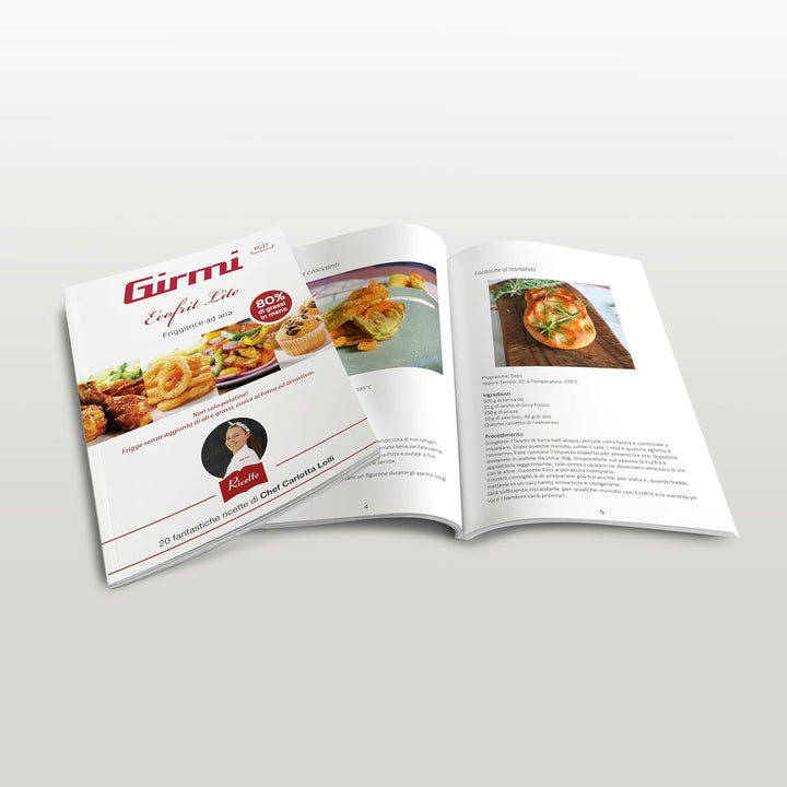 Girmi FG27 "Ecofrit Lite" Heissluftfritteuse, 4,2 Liter, 1400 W, Digitalanzeige, 8 Programme, Timer,