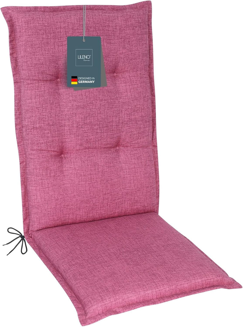 LILENO HOME Gartenstuhl Auflagen als [1er Set - Hochlehner] in Pink - bequeme Liegen als Sitzauflage