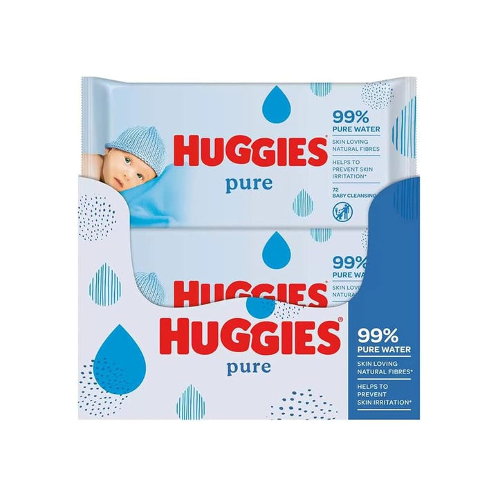 Huggies Pure Baby Feuchttücher - 10er Pack (10 x 72 Packungen, insgesamt 720 Tücher)