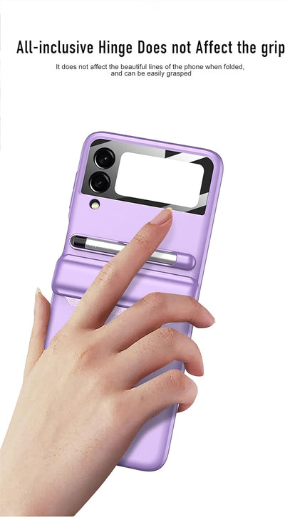 COQUE Galaxy Z Flip 4 Hülle mit Stylus,Hülle Schutzfolie Integrierte Klappbare All-Inclusive-Hülle m