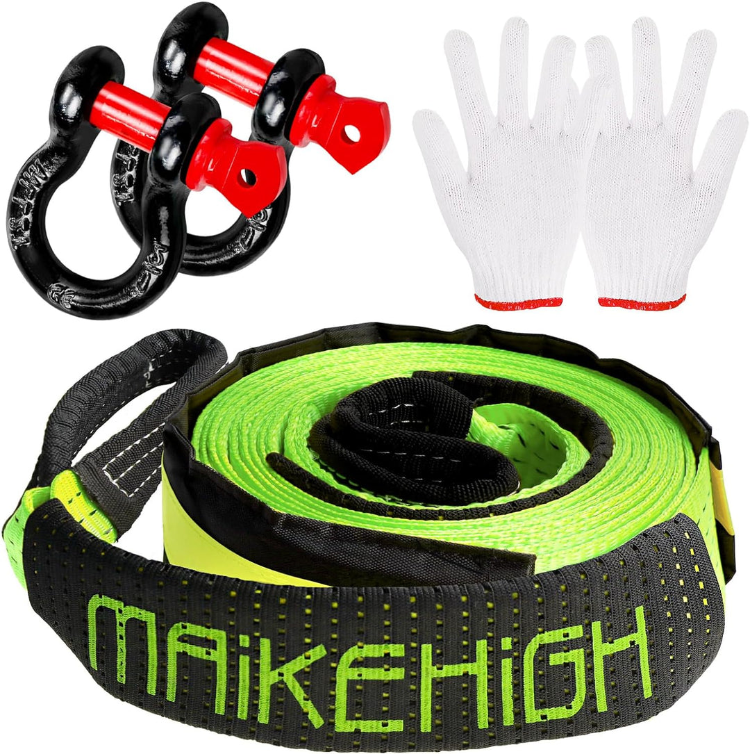 MAIKEHIGH Abschleppseil 5M x 5cm, 10 Tonnen (22,000 Lbs) Tow Rope Kit Für Off-Road Recovery mit 2 Ve