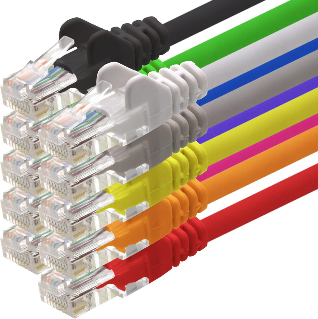 Netzwerkkabel Cat 6 10-Farben - 5m - (Set) - CAT6 Ethernet Kabel Lankabel 1000 Mbits Patchkabel 5m 1