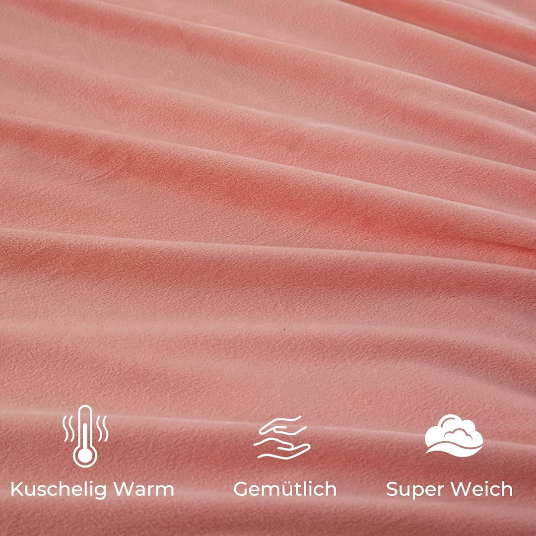 Soifox Winter Flanell bettwäsche 135 x 200 - Rosa Flauschige und warme Cashmere Touch Bettbezug + Ki