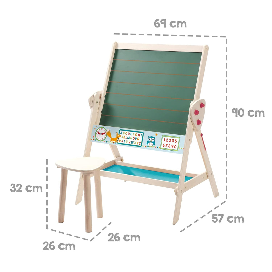 roba Tafel & Kinder-Sitz-Set, Kindertafel wandelbar zu Tisch-Stuhl-Set, Schreibtafel, Holz natur Sta