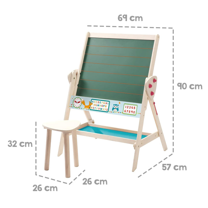 roba Tafel & Kinder-Sitz-Set, Kindertafel wandelbar zu Tisch-Stuhl-Set, Schreibtafel, Holz natur Sta