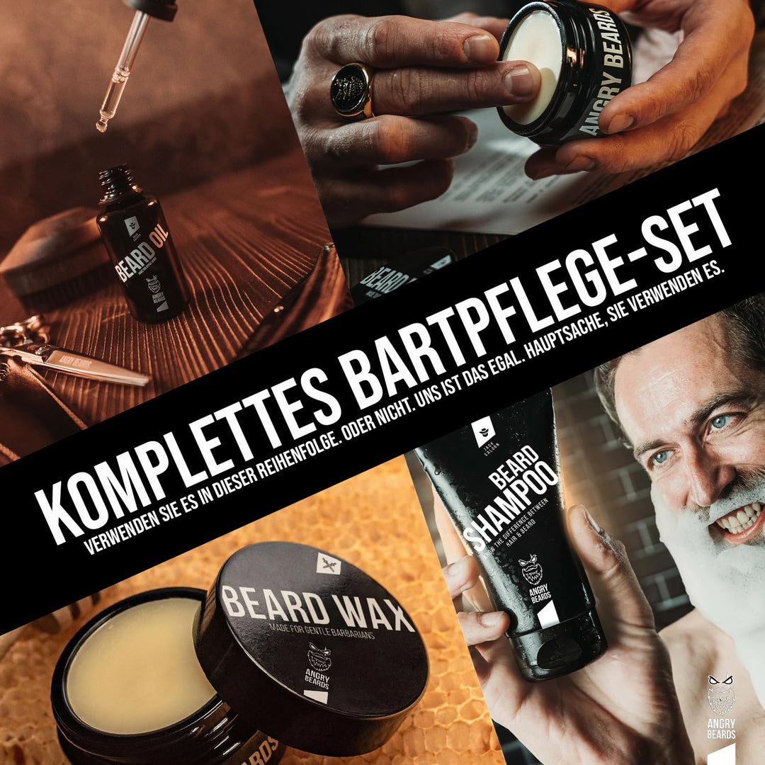 Angry Beards Bartpflege Set | Komplettes Pflegeset für Bartwachstum & Styling | Enthält Bartöl, Bart