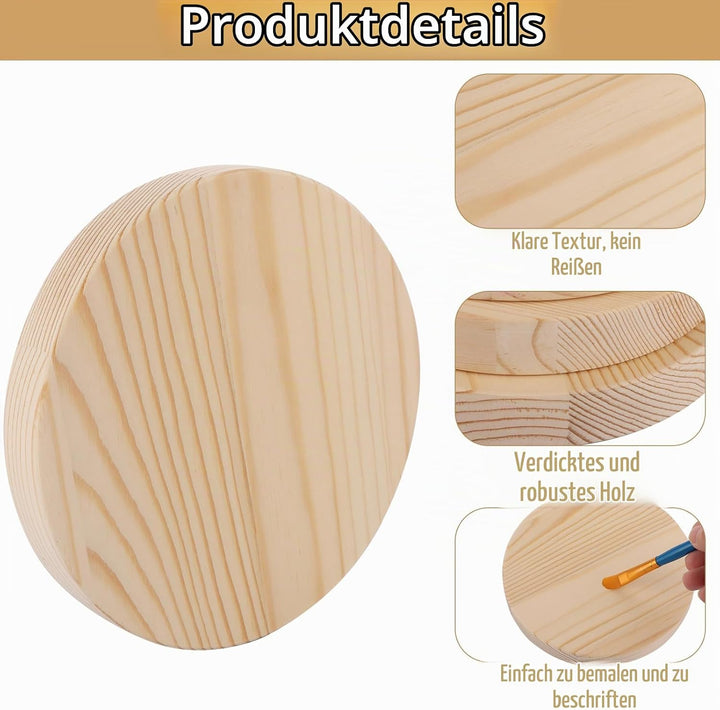 SHUESS 8 Stück Holzscheiben 15 cm Durchmesser, Baumscheiben 15 cm aus Kiefernholz, Holzplatte rund 2