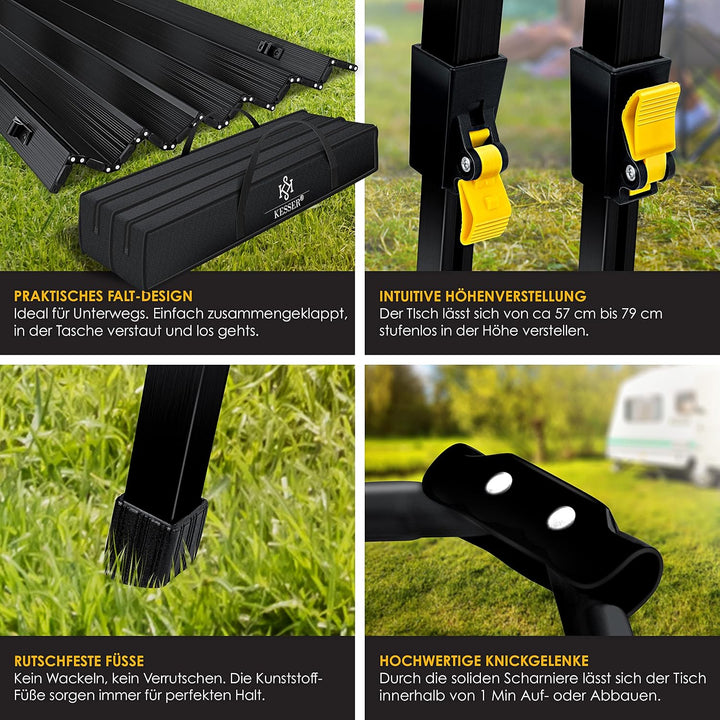 KESSER® Campingtisch faltbar Klapptisch mit Aluminiumrahmen Aufrollbare Tischplatte Falttisch klappb