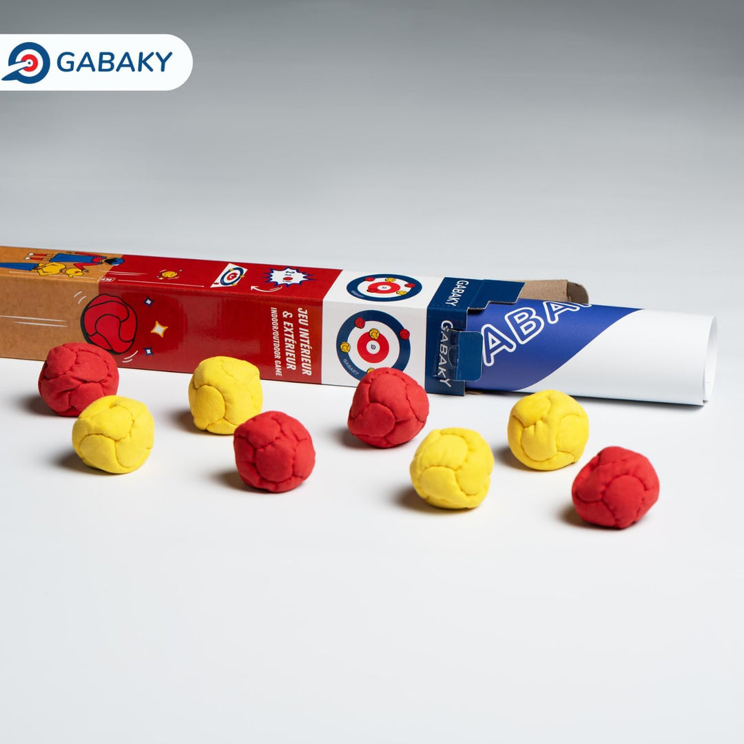GABAKY Originelles Boccia-Spiel, Mix aus Puck und Curling, Ziel mit 8 weichen Kugeln, für jedes Terr