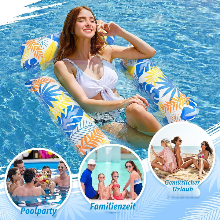 Elidepe Luftmatratze Pool, 4 in 1 Pool Spielzeug Wasserhängematte, 2 Stück Pool Zubehör Spass Erwach