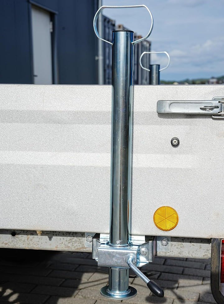 2X Anhänger Stützen 600mm Ø48mm – Abstellstützen Set inkl. Klemmhalter, Rahmenhalterung & Schraubens