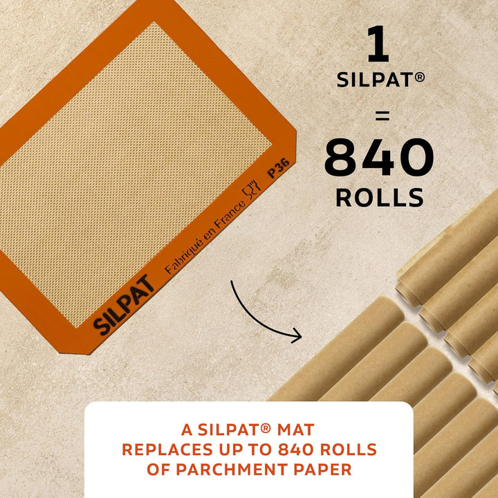 Silpat Premium Antihaftbeschichtete Backmatte, für kleine Biskuitrollen, Grösse 21 x 30 cm, Orange,
