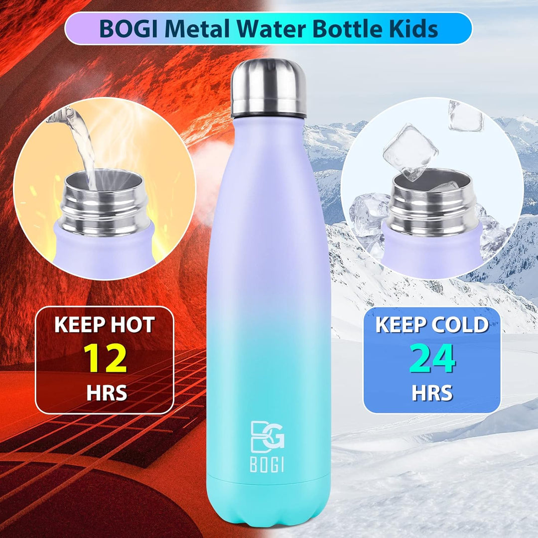 BOGI Edelstahl Trinkflasche 750ml, 2-Pack Doppelwandige Thermosflasche Auslaufsicher Trinkflasche Ed