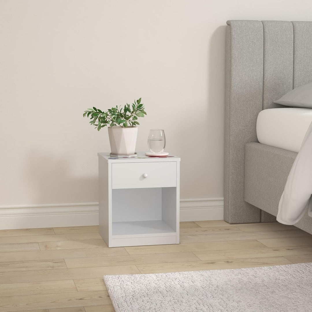 Leomark Nachttisch aus Holz - Schmetterlinge - Nachtschränkchen mit Schublade, Nachtschrank für Kind