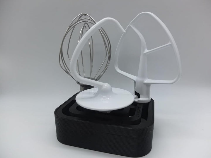 Halter Aufsteller für KitchenAid Standardaufsätze Rührelemente für 3 Aufsätze Art Deco Stil (White),