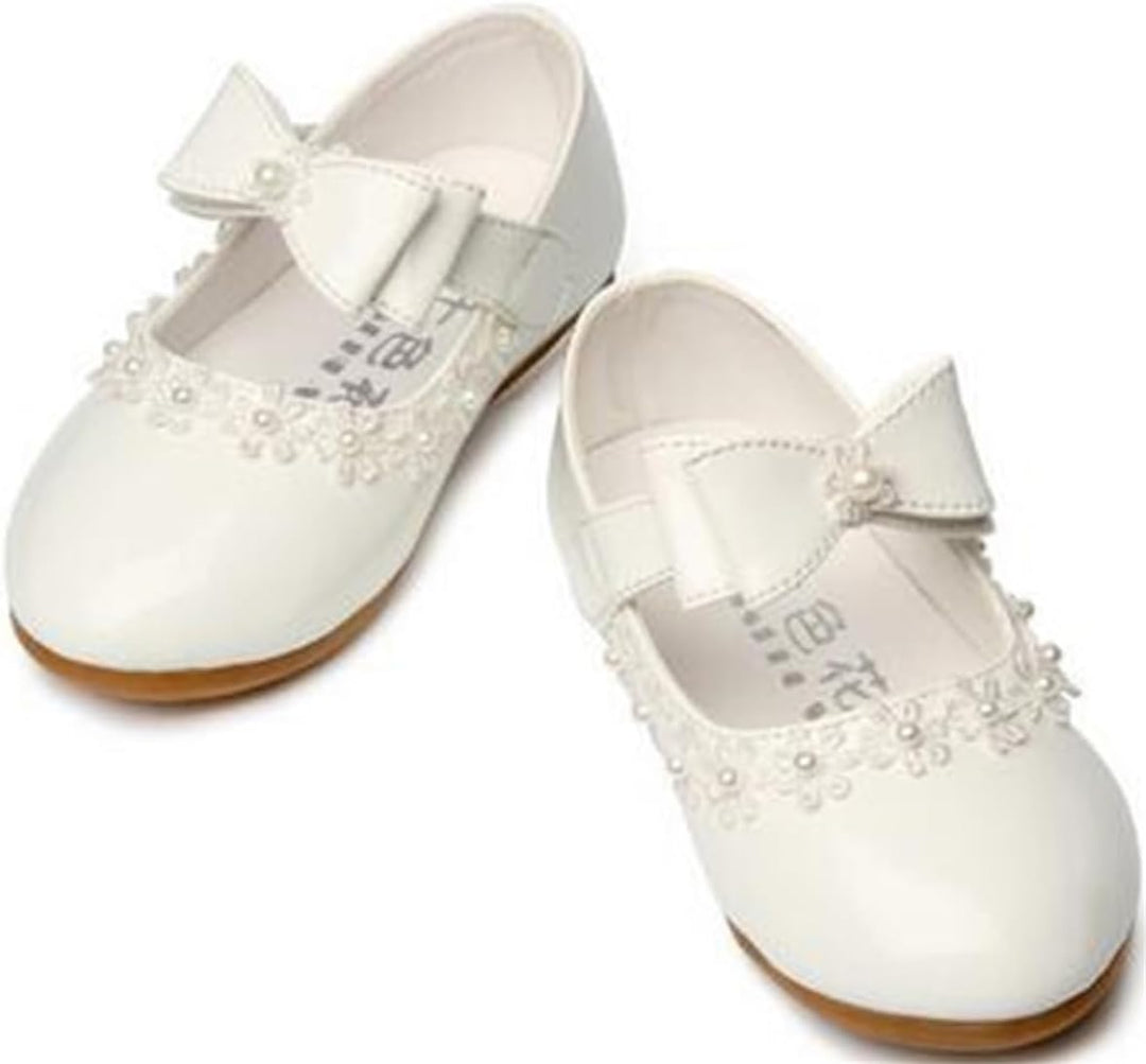 PPXID Mädchen Mary Jane Halbschuhe Bequem Taufschuhe Ballerinas Kleidschuhe 25 EU Weiss, 25 EU Weiss