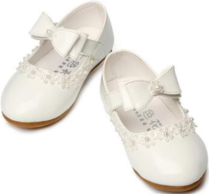 PPXID Mädchen Mary Jane Halbschuhe Bequem Taufschuhe Ballerinas Kleidschuhe 25 EU Weiss, 25 EU Weiss