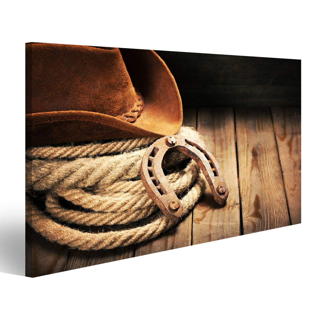 islandburner Bild auf Leinwand Cowboy Wandbild Poster Kunstdruck Bilder, 80L x 40B cm