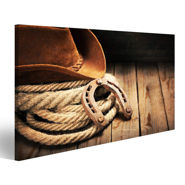 islandburner Bild auf Leinwand Cowboy Wandbild Poster Kunstdruck Bilder, 80L x 40B cm