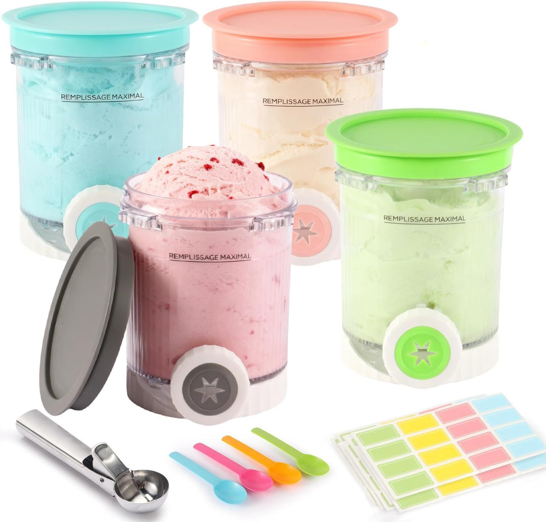 Ersatz Behälter Ninja Swirl CREAMi - Kompatibel mit Ninja Creami NC701 & NC700 (4 Black set), 4 Blac