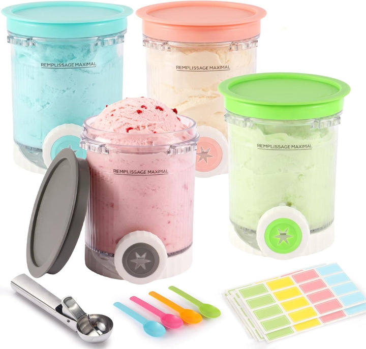 Ersatz Behälter Ninja Swirl CREAMi - Kompatibel mit Ninja Creami NC701 & NC700 (4 Black set), 4 Blac