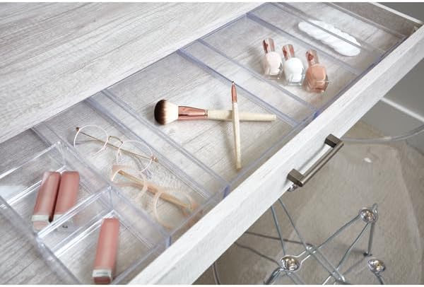 iDesign Schubladeneinsatz, extra grosser Besteckkasten für Schubladen aus Kunststoff, stapelbarer Sc
